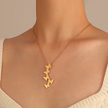 Load image into Gallery viewer, Ins Vintage Butterfly Necklace Women Golden Stainless Steel Fashion Five Butterflies Pendant Aesthetic Chain of Clavicle Choker Women Jewelry Gift
