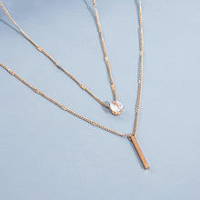 Load image into Gallery viewer, 2024 Classic Trend Simple Double Layer Charm Multilayered Necklace Delicate Clavicle Chain Zircon For Women Square Strip Round Choker Fashion Jewelry
