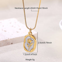 Load image into Gallery viewer, Square Rose Pendant Necklace Luxury Fashion Stainless Steel Carved Metal Waterproof Charm Chain Necklace for Women Jewelry 2024
