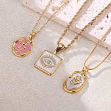 Load image into Gallery viewer, Square Rose Pendant Necklace Luxury Fashion Stainless Steel Carved Metal Waterproof Charm Chain Necklace for Women Jewelry 2024
