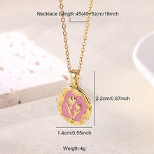 Load image into Gallery viewer, Square Rose Pendant Necklace Luxury Fashion Stainless Steel Carved Metal Waterproof Charm Chain Necklace for Women Jewelry 2024
