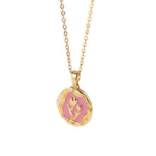 Load image into Gallery viewer, Square Rose Pendant Necklace Luxury Fashion Stainless Steel Carved Metal Waterproof Charm Chain Necklace for Women Jewelry 2024
