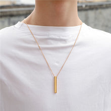 Load image into Gallery viewer, Fashion Geometric Rectangular Necklace for Men Women Titanium Steel Necklace Hip-hop Retro Three-dimensional Column Pendant Male Dominant Jewelry Gift
