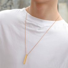 Load image into Gallery viewer, Fashion Geometric Rectangular Necklace for Men Women Titanium Steel Necklace Hip-hop Retro Three-dimensional Column Pendant Male Dominant Jewelry Gift
