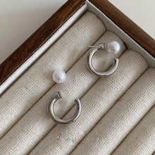 Load image into Gallery viewer, 2024 New Silver Cute Pearl Studs C-shaped Pearl Earrings Hoop Earrings for Women Gold Silver Color Eardrop Minimalist Wedding Fashion Jewelry
