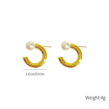Load image into Gallery viewer, 2024 New Silver Cute Pearl Studs C-shaped Pearl Earrings Hoop Earrings for Women Gold Silver Color Eardrop Minimalist Wedding Fashion Jewelry
