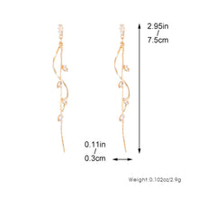 Load image into Gallery viewer, Simple Korean Long Zircon Tassel Earrings Wave Glossy Curved Bar for Women Golden Sliver Color Geometric Fashion Party Jewelry Luxury Pendants
