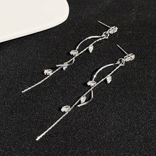 Load image into Gallery viewer, Simple Korean Long Zircon Tassel Earrings Wave Glossy Curved Bar for Women Golden Sliver Color Geometric Fashion Party Jewelry Luxury Pendants
