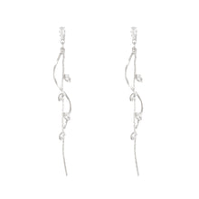 Load image into Gallery viewer, Simple Korean Long Zircon Tassel Earrings Wave Glossy Curved Bar for Women Golden Sliver Color Geometric Fashion Party Jewelry Luxury Pendants
