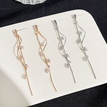 Load image into Gallery viewer, Simple Korean Long Zircon Tassel Earrings Wave Glossy Curved Bar for Women Golden Sliver Color Geometric Fashion Party Jewelry Luxury Pendants
