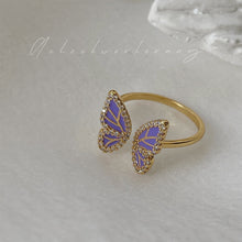 Load image into Gallery viewer, 2024 New Purple Gold Butterfly Ring Women Luxury Elegant Imitation Pearl Ring Fashion S925 Silver Open Ring Index Finger Ring Jewelry for Women
