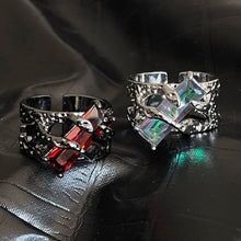 Load image into Gallery viewer, 2024 New Punk Black Rings Thorns Vine Twine Red Rhinestones Hollow Unsex Couple Finger Ring Women Men Jewelry Gift
