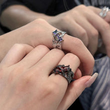 Load image into Gallery viewer, 2024 New Punk Black Rings Thorns Vine Twine Red Rhinestones Hollow Unsex Couple Finger Ring Women Men Jewelry Gift
