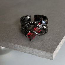 Load image into Gallery viewer, 2024 New Punk Black Rings Thorns Vine Twine Red Rhinestones Hollow Unsex Couple Finger Ring Women Men Jewelry Gift
