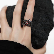 Load image into Gallery viewer, 2024 New Punk Black Rings Thorns Vine Twine Red Rhinestones Hollow Unsex Couple Finger Ring Women Men Jewelry Gift

