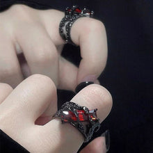 Load image into Gallery viewer, 2024 New Punk Black Rings Thorns Vine Twine Red Rhinestones Hollow Unsex Couple Finger Ring Women Men Jewelry Gift
