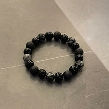 Load image into Gallery viewer, Dark Series Natural Black Onyx Volcanic Rock Map Stone Beads Bracelet Snowflake Obsidian Natural Alabaster Beads Bracelets Jewelry Making Charm Bracelet Man Women
