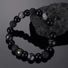 Load image into Gallery viewer, Dark Series Natural Black Onyx Volcanic Rock Map Stone Beads Bracelet Snowflake Obsidian Natural Alabaster Beads Bracelets Jewelry Making Charm Bracelet Man Women
