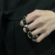 Load image into Gallery viewer, Dark Series Natural Black Onyx Volcanic Rock Map Stone Beads Bracelet Snowflake Obsidian Natural Alabaster Beads Bracelets Jewelry Making Charm Bracelet Man Women
