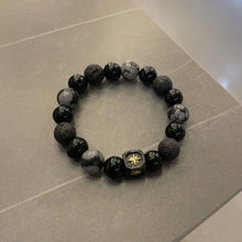 Load image into Gallery viewer, Dark Series Natural Black Onyx Volcanic Rock Map Stone Beads Bracelet Snowflake Obsidian Natural Alabaster Beads Bracelets Jewelry Making Charm Bracelet Man Women
