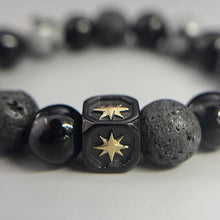 Load image into Gallery viewer, Dark Series Natural Black Onyx Volcanic Rock Map Stone Beads Bracelet Snowflake Obsidian Natural Alabaster Beads Bracelets Jewelry Making Charm Bracelet Man Women
