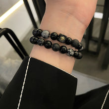 Load image into Gallery viewer, Dark Series Natural Black Onyx Volcanic Rock Map Stone Beads Bracelet Snowflake Obsidian Natural Alabaster Beads Bracelets Jewelry Making Charm Bracelet Man Women
