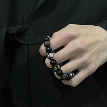 Load image into Gallery viewer, Dark Series Natural Black Onyx Volcanic Rock Map Stone Beads Bracelet Snowflake Obsidian Natural Alabaster Beads Bracelets Jewelry Making Charm Bracelet Man Women
