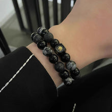 Load image into Gallery viewer, Dark Series Natural Black Onyx Volcanic Rock Map Stone Beads Bracelet Snowflake Obsidian Natural Alabaster Beads Bracelets Jewelry Making Charm Bracelet Man Women
