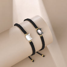 Load image into Gallery viewer, Natural Moonstone Obsidian Bracelets Minimalist Bracelet Handmade Cute Black White Cat Bracelet Party lovers Couple Best Friend Accessories Jewelry
