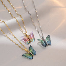 Load image into Gallery viewer, Ins Crystal Butterfly Necklace For Women Pink Purple Crystal Pendant Choker Chain Colorful Zircon Necklace Jewellry Collars Jewelry Birthday Gifts
