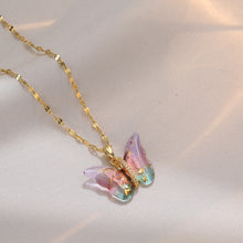 Load image into Gallery viewer, Ins Crystal Butterfly Necklace For Women Pink Purple Crystal Pendant Choker Chain Colorful Zircon Necklace Jewellry Collars Jewelry Birthday Gifts
