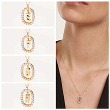 Load image into Gallery viewer, New Fashion A To Z 26 English Letter Pendant 925 Sterling Silver Monogram Zircon Necklace Initial Pendant Choker Party Gift Women's Fine Jewelry
