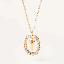 Load image into Gallery viewer, New Fashion A To Z 26 English Letter Pendant 925 Sterling Silver Monogram Zircon Necklace Initial Pendant Choker Party Gift Women's Fine Jewelry
