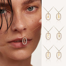 Load image into Gallery viewer, New Fashion A To Z 26 English Letter Pendant 925 Sterling Silver Monogram Zircon Necklace Initial Pendant Choker Party Gift Women's Fine Jewelry
