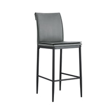 Load image into Gallery viewer, Grey Leather Barstool Dining Counter Height Chair Set of 2
