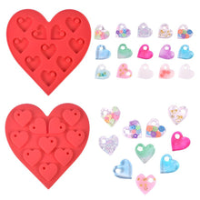 Load image into Gallery viewer, Heart Pendant Epoxy Resin Silicone Casting Mold with Hole DIY Earrings Necklace Keychain Jewellery Making Supplies
