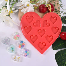 Load image into Gallery viewer, Heart Pendant Epoxy Resin Silicone Casting Mold with Hole DIY Earrings Necklace Keychain Jewellery Making Supplies
