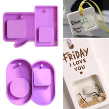 Load image into Gallery viewer, Photo Frame Epoxy Crystal Mold Necklace Keychain Gift Jewelry Pendant Plaster Making Silicone Molds with Hole Pet Tag Mold
