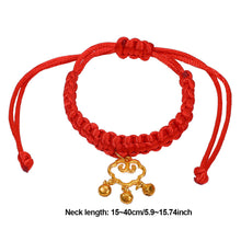Load image into Gallery viewer, Pet Lucky Necklace Collar Cat Adjustable Red Rope Necklace Small Medium Pet Bless Handmade Collar
