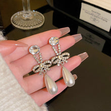 Load image into Gallery viewer, 2024 New Trend Pearl Shiny Long Earring For Women Fashion Korean S925 Silver Needle Stud Sarrings Bridal Wedding Party Jewelry
