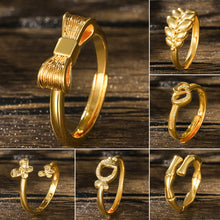 Load image into Gallery viewer, Alloy Golden Rings for Women Aesthetic Butterfly Bow tie Love Crown Plants Gold Plated Wedding Couple Ring Jewelry Vintage Accessories
