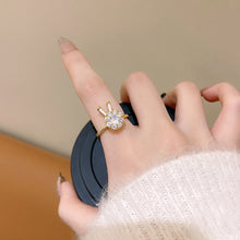 Load image into Gallery viewer, 16 Style Women Alloy Zircon Flower Rabbit Cute Fashion Rings Gold Color Hollow Out Geometric Open Ring for Female Girl Finger Jewelry Gift
