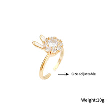 Load image into Gallery viewer, 16 Style Women Alloy Zircon Flower Rabbit Cute Fashion Rings Gold Color Hollow Out Geometric Open Ring for Female Girl Finger Jewelry Gift
