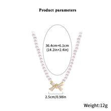 Load image into Gallery viewer, Trend Wedding Party Jewelry Pearl Bow Pendant Choker Necklace For Women Elegant White Imitation Pearl Chain Necklaces
