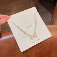 Load image into Gallery viewer, Trend Wedding Party Jewelry Pearl Bow Pendant Choker Necklace For Women Elegant White Imitation Pearl Chain Necklaces
