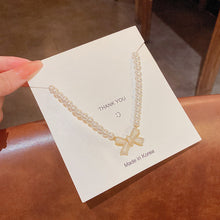Load image into Gallery viewer, Trend Wedding Party Jewelry Pearl Bow Pendant Choker Necklace For Women Elegant White Imitation Pearl Chain Necklaces
