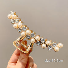 Load image into Gallery viewer, Fashion Gold Large Rhinestone Alloy Hair Clips for Girls Pearl Hair Accessories Geometric Metal Hair Claw Cross Hairclip Headband Hairpin Hair Crab Women

