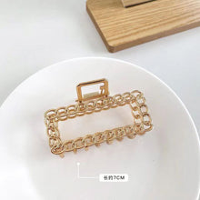 Load image into Gallery viewer, Fashion Gold Large Rhinestone Alloy Hair Clips for Girls Pearl Hair Accessories Geometric Metal Hair Claw Cross Hairclip Headband Hairpin Hair Crab Women
