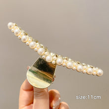Load image into Gallery viewer, Fashion Gold Large Rhinestone Alloy Hair Clips for Girls Pearl Hair Accessories Geometric Metal Hair Claw Cross Hairclip Headband Hairpin Hair Crab Women
