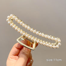 Load image into Gallery viewer, Fashion Gold Large Rhinestone Alloy Hair Clips for Girls Pearl Hair Accessories Geometric Metal Hair Claw Cross Hairclip Headband Hairpin Hair Crab Women
